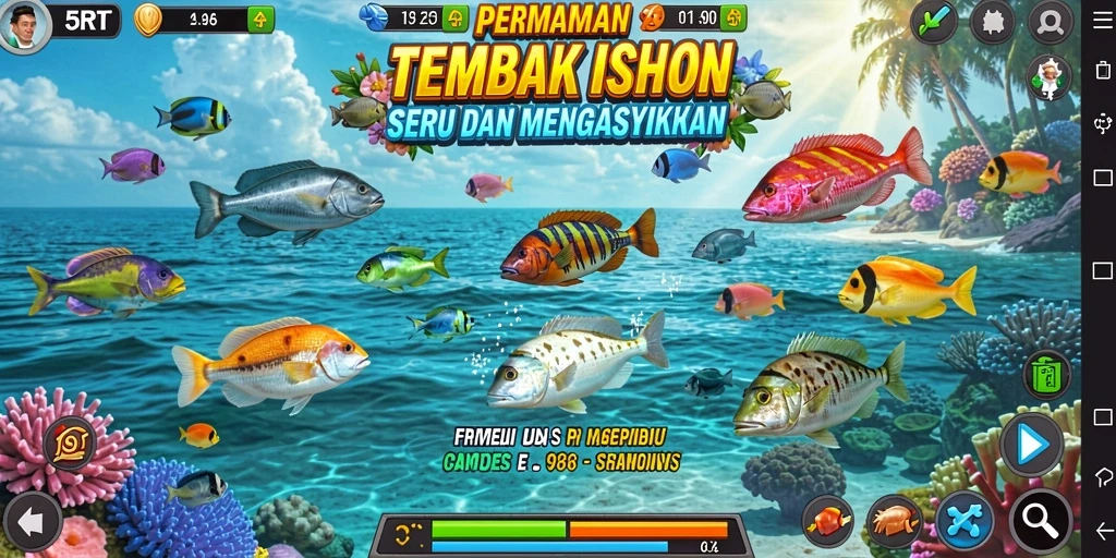 Screenshot menampilkan aksi seru menangkap ikan dalam 5RT.