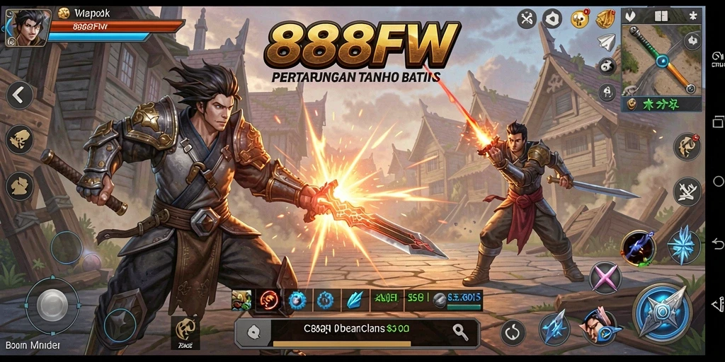 Tampilan gameplay seru dalam 888FW dengan pertarungan mendebarkan.