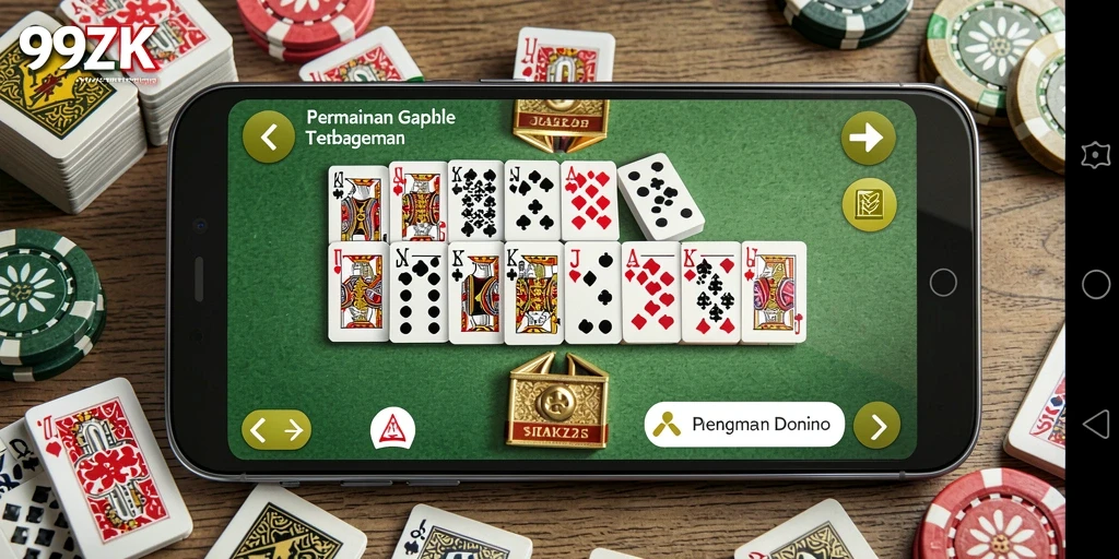 Gameplay seru 99ZK yang mengasyikkan dalam bermain gaple.