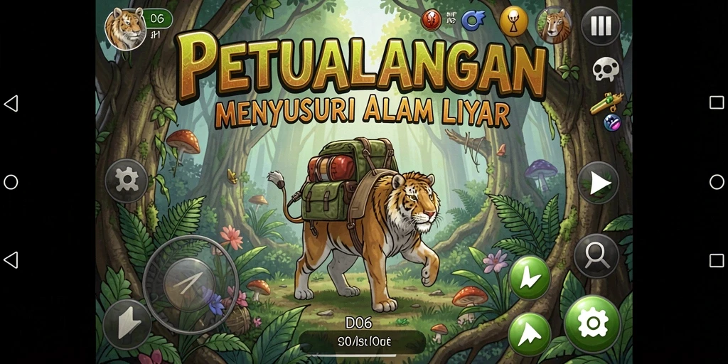 Screenshot gameplay D06 yang menampilkan petualangan seru di alam liar.