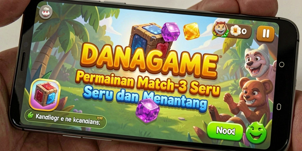 Tangkapan layar permainan DANAGAME yang menunjukkan gameplay Match-3 yang menarik.