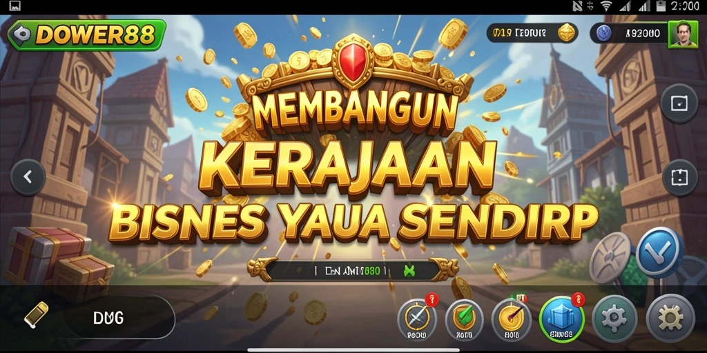 Tampilan gameplay DOWER88 menunjukkan keseruan mengelola bisnis.
