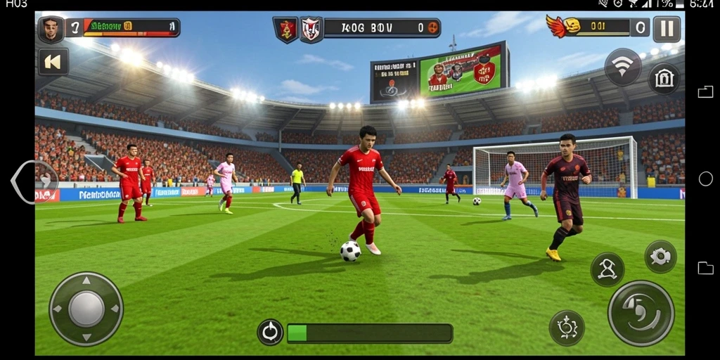 Tampilan gameplay menarik H03 dengan aksi sepak bola yang dinamis.