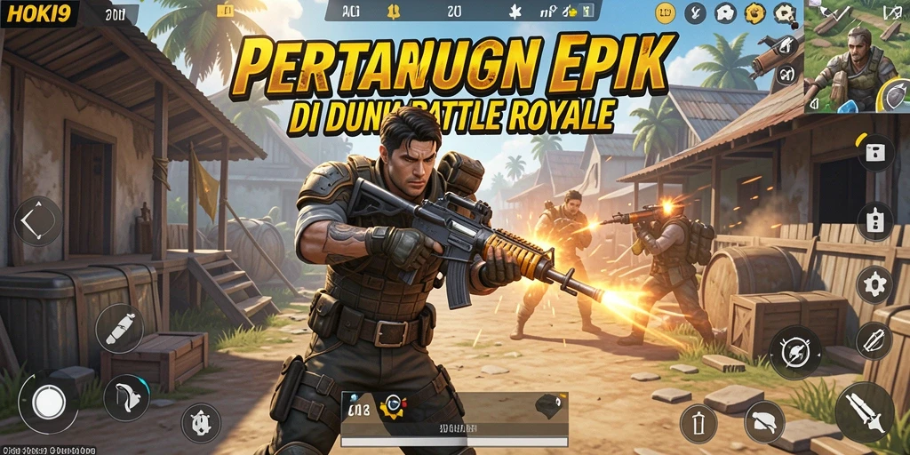 Tangkapan layar utama HOKI9 menampilkan pertempuran strategis di arena Battle Royale.