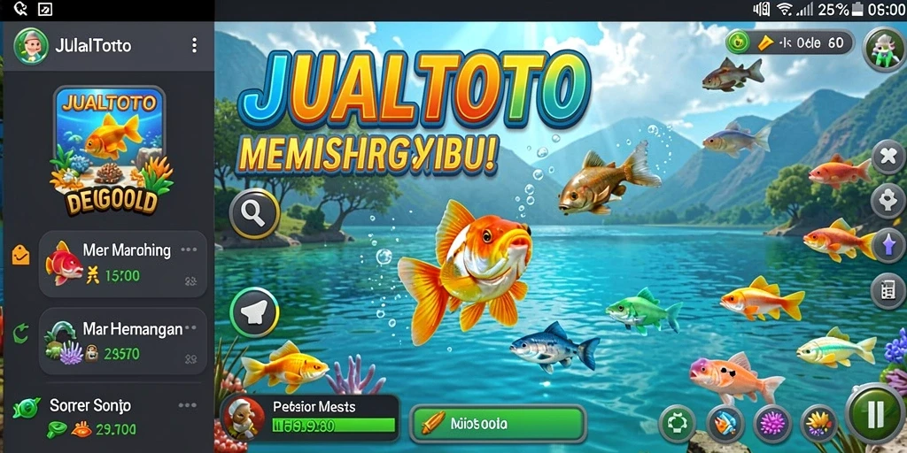 Gameplay JUALTOTO menampilkan petualangan memancing yang seru.