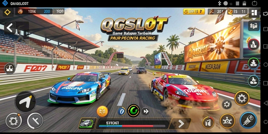 Tangkapan layar menunjukkan balapan seru dalam QQSLOT dengan grafis menawan.