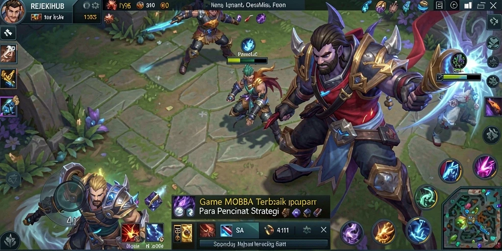 Tampilan gameplay seru dalam REJEKIHUB dengan pertempuran tim yang mendebarkan.
