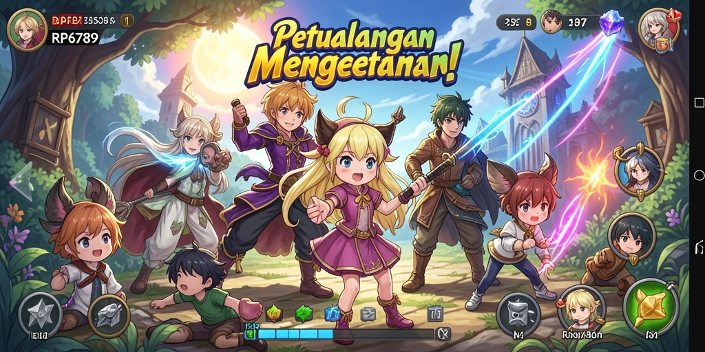Screeshot gameplay RP6789 yang menampilkan aksi karakter anime.