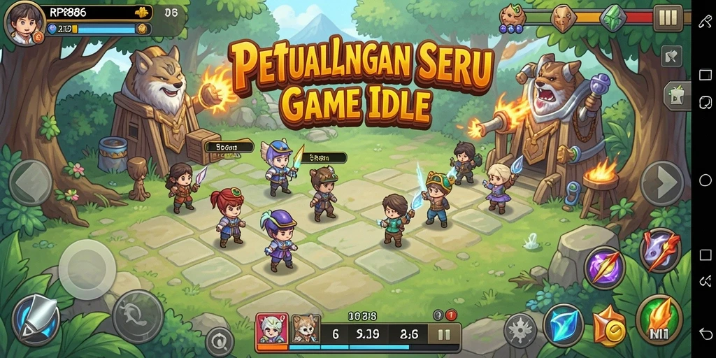 Screenshot utama RP886 menampilkan karakter lucu dalam gameplay Idle.