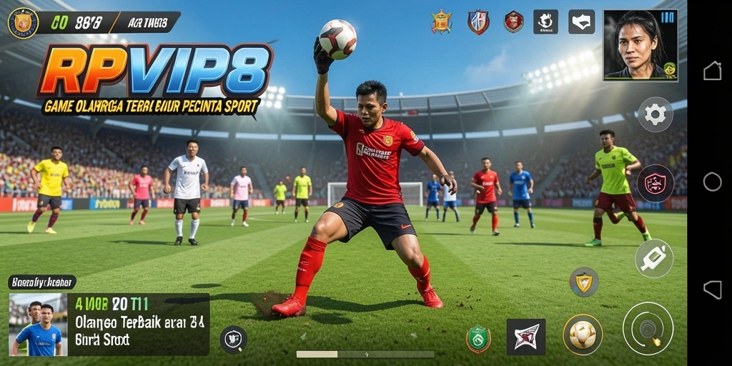 Tampilan gameplay RPVIP8 dengan aksi olahraga yang menegangkan.