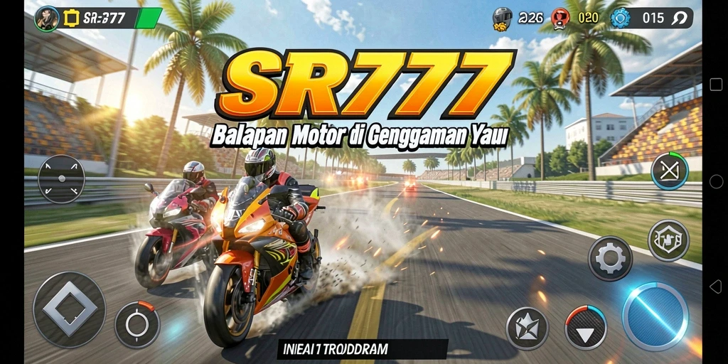 Tampilan gameplay SR777 yang mendebarkan dengan balapan motor yang intens.
